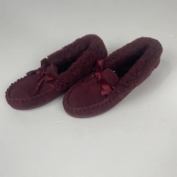 BEARPAW Women Moccasin Comfortable & Light-Weight Slipper/Shoe Size 7 Wool Wine - Picture 2 of 14